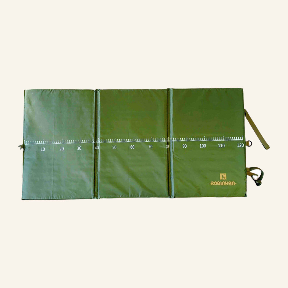 Saltea de Primire pentru Pescuit, Pliabilă, 120 cm, Verde – imagine de catalog pe fundal alb cald
