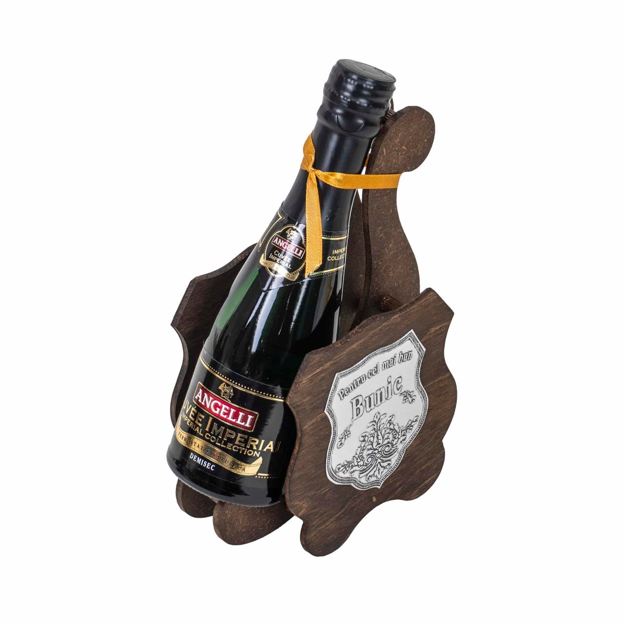 Sampanie demisec 0.2l cu suport din lemn pentru cel mai bun bunic