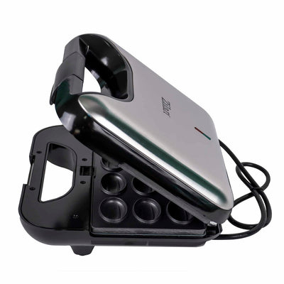 Sandwich-maker 5 in 1 cu 800 W si 5 tipuri de placi grill, Negru/Inox