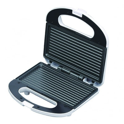 Sandwich maker 750W cu placa grill antiaderenta si indicator luminos, alb