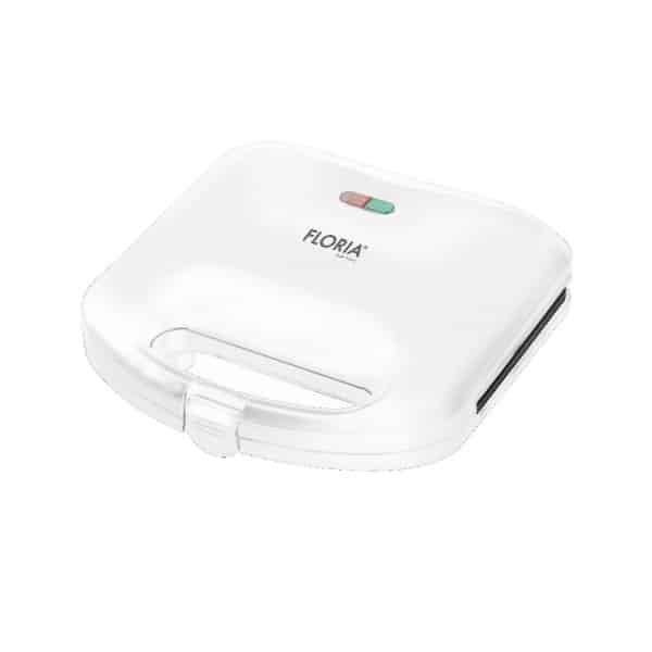Sandwich-maker 750W cu placi antiaderente triunghi, design compact alb