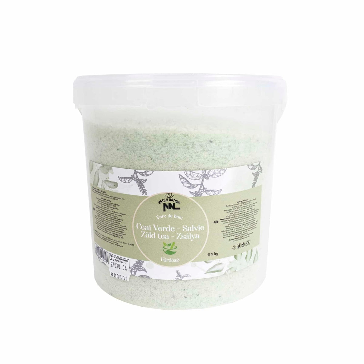 Sare de baie, galeata 5kg, aroma ceai verde pentru relaxare si detensionare