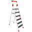 Scara metalica 5 trepte cu platforma, culoare alba, maner transport