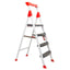Scara metalica cu 3 trepte si platforma, alb, antiderapanta, suport 150kg