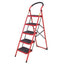Scara metalica cu 5 trepte late, structura rezistenta si maner ergonomic, rosie