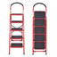 Scara metalica cu 5 trepte late, structura rezistenta si maner ergonomic, rosie