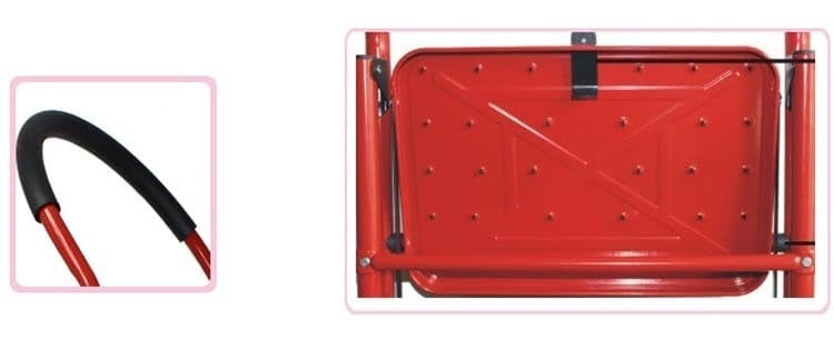 Scara metalica cu 6 trepte late, rosie, trepte antiderapante, maner ergonomic