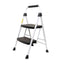 Scara metalica pliabila cu 2 trepte late, alba, suport 150 kg