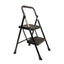 Scara metalica pliabila cu 2 trepte late, neagra, 82 cm inaltime