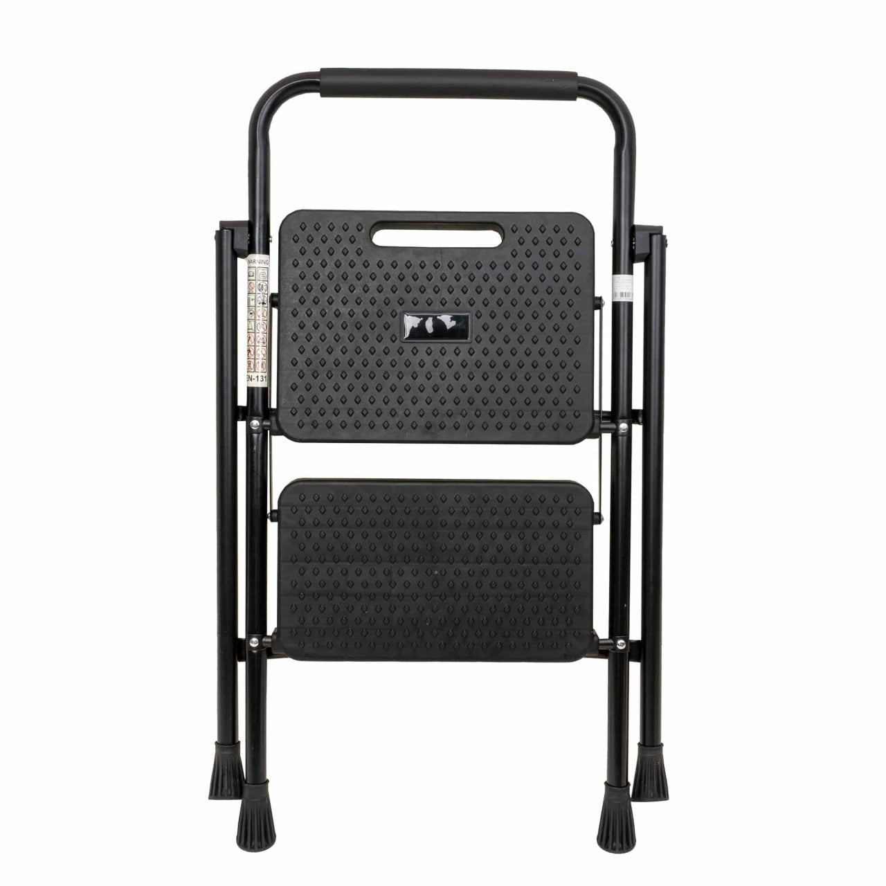 Scara metalica pliabila cu 2 trepte late, neagra, 82 cm inaltime