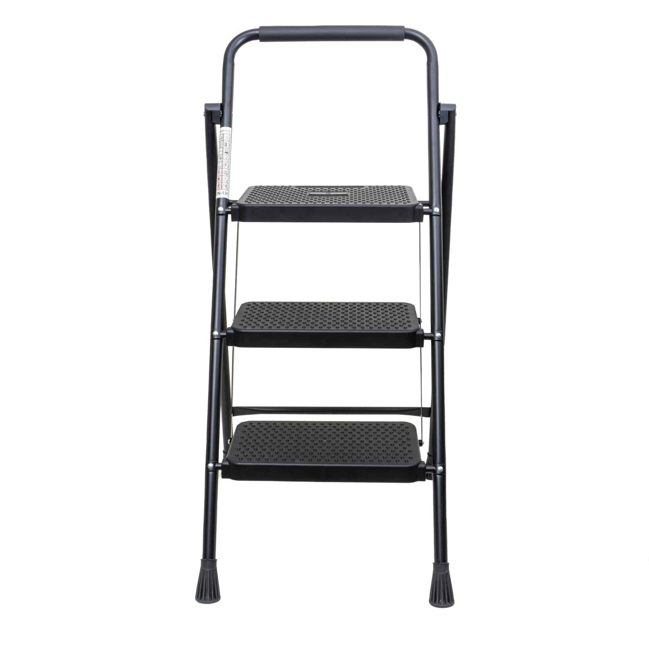 Scara metalica pliabila cu 3 trepte late, neagra, capacitate 150kg