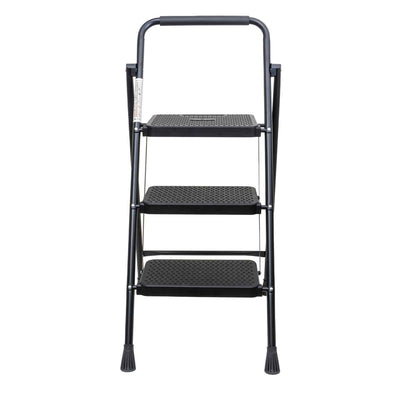 Scara metalica pliabila cu 3 trepte late, neagra, capacitate 150kg