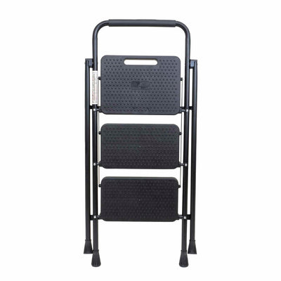 Scara metalica pliabila cu 3 trepte late, neagra, capacitate 150kg