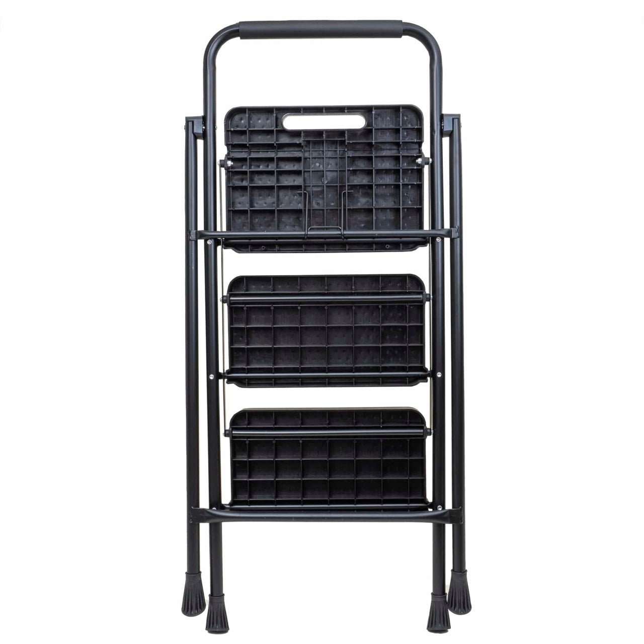 Scara metalica pliabila cu 3 trepte late, neagra, capacitate 150kg