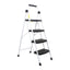 Scara metalica pliabila cu 4 trepte late, alb, 130 cm inaltime