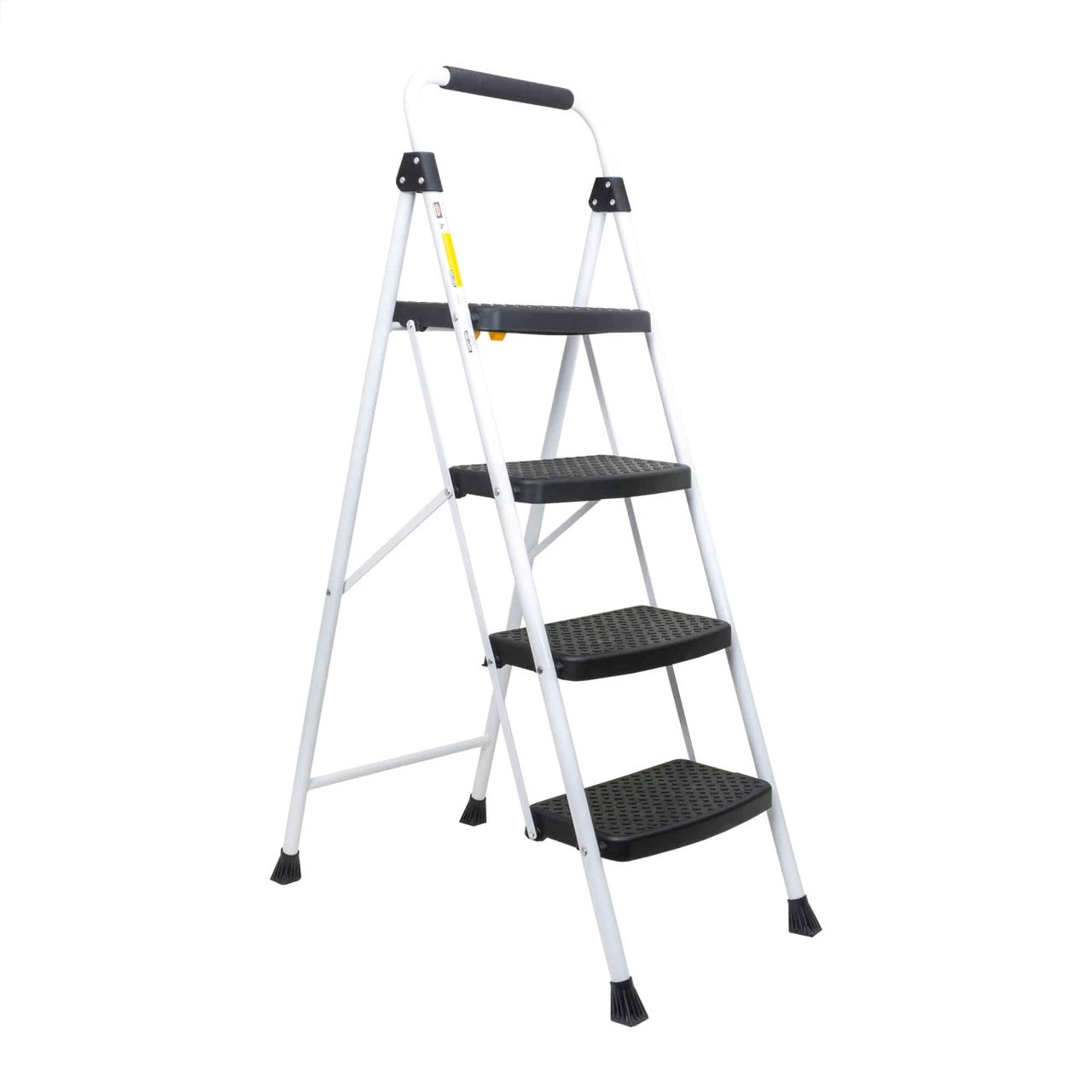 Scara metalica pliabila cu 4 trepte late, alb, 130 cm inaltime