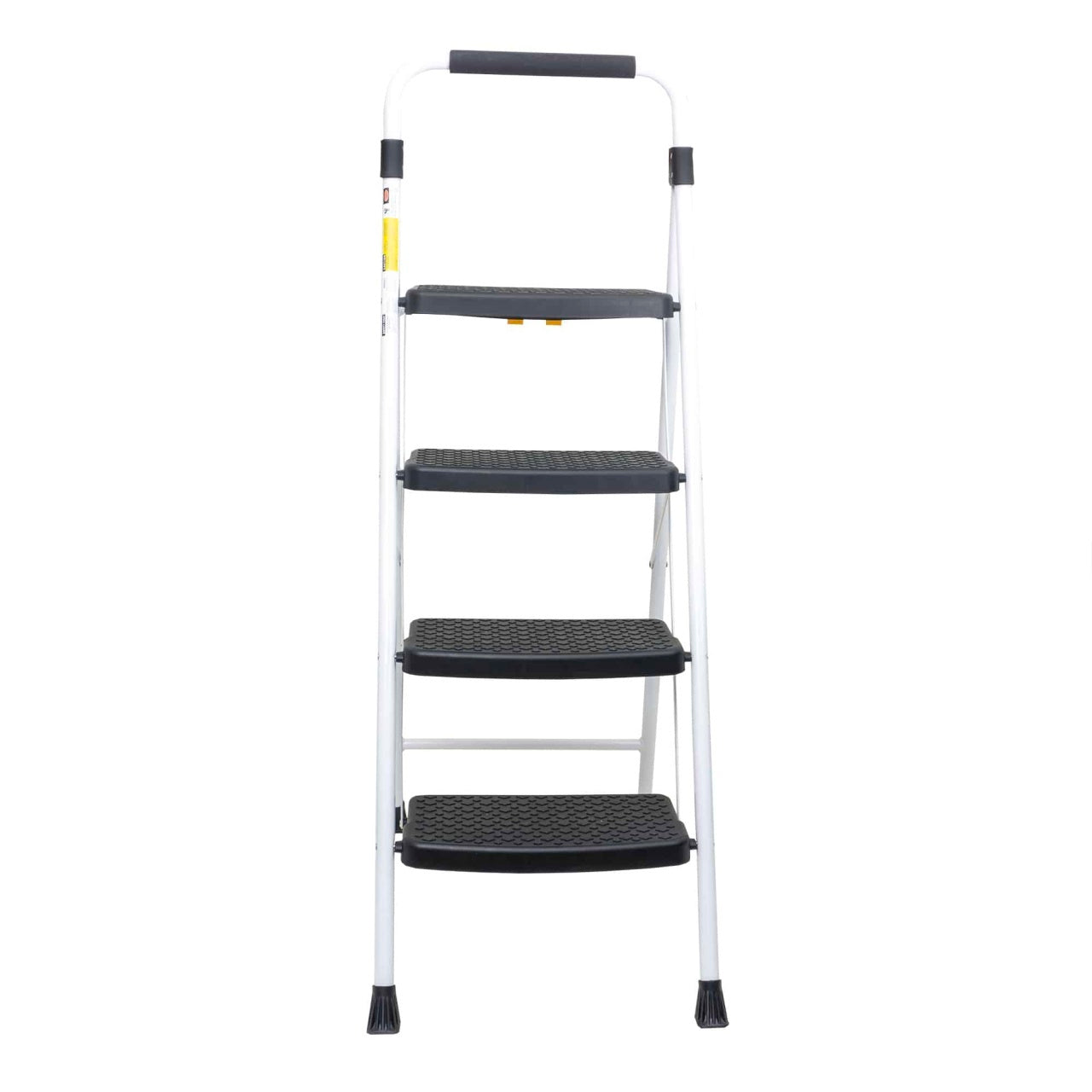 Scara metalica pliabila cu 4 trepte late, alb, 130 cm inaltime