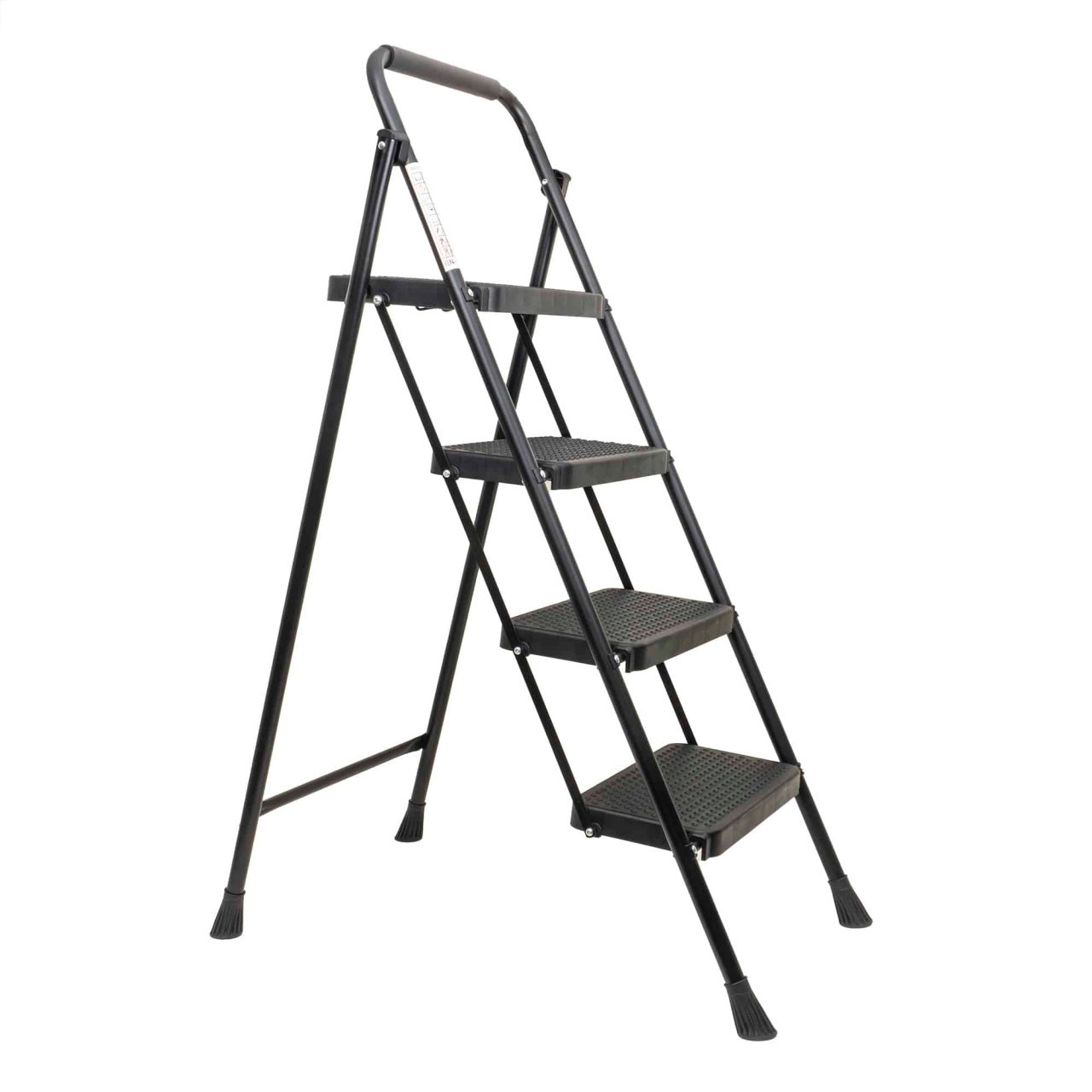 Scara metalica pliabila cu 4 trepte late, neagra, suport 150kg