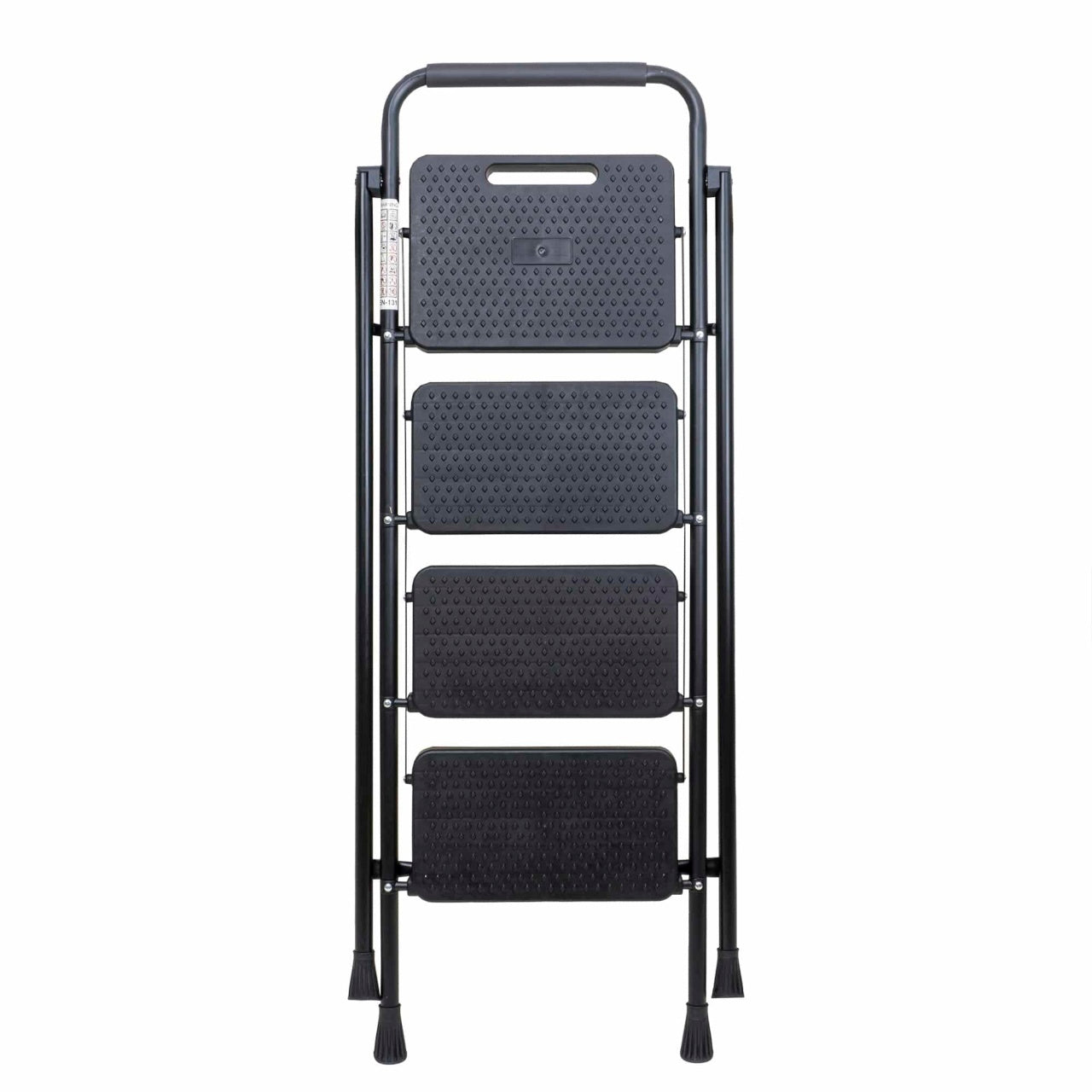 Scara metalica pliabila cu 4 trepte late, neagra, suport 150kg