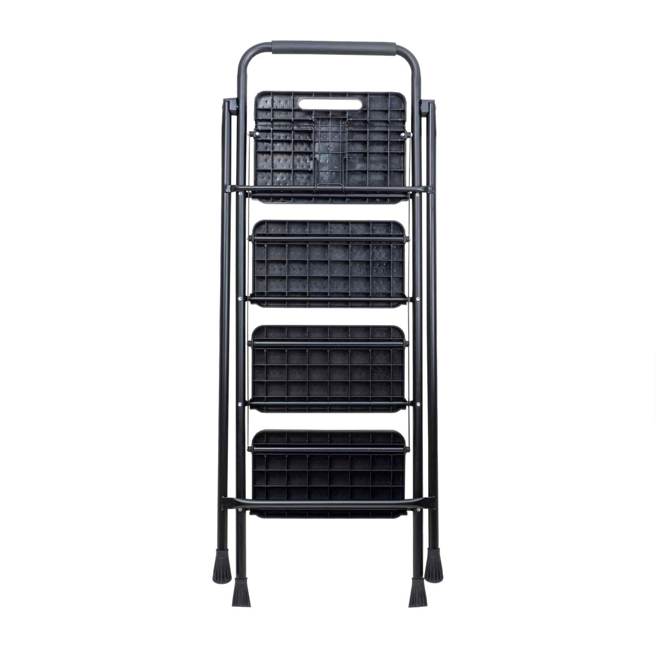 Scara metalica pliabila cu 4 trepte late, neagra, suport 150kg