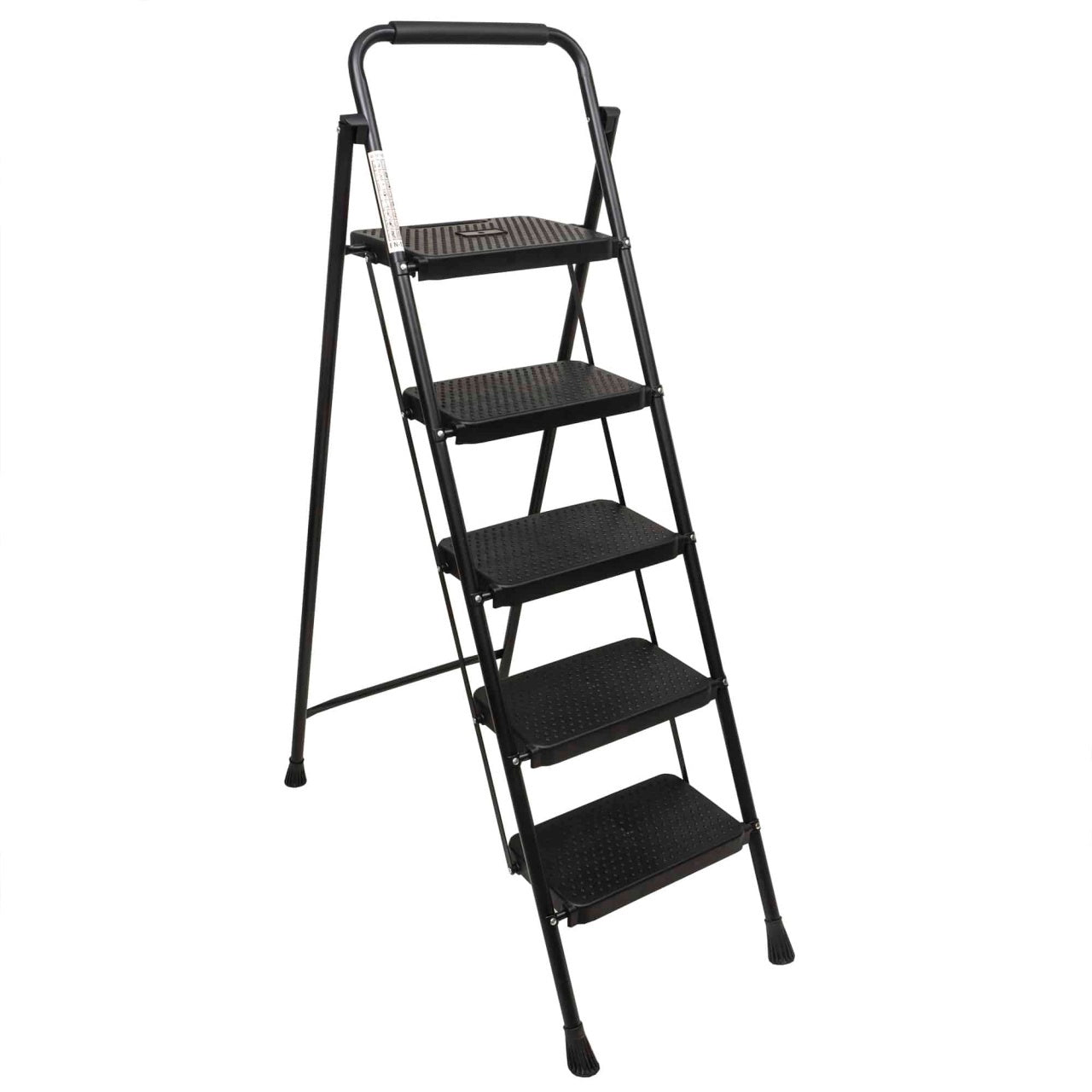 Scara metalica pliabila cu 5 trepte late, neagra, capacitate 150kg