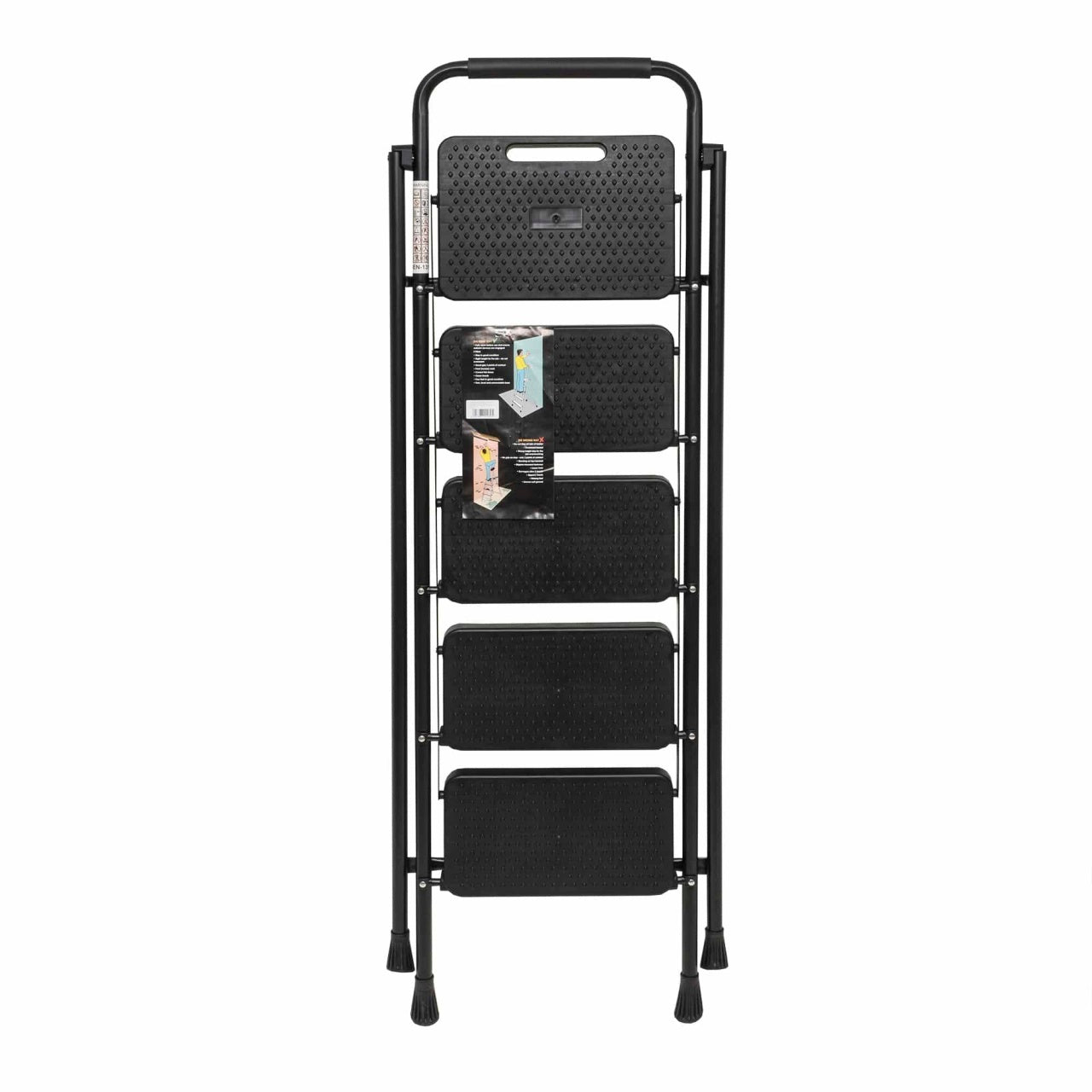 Scara metalica pliabila cu 5 trepte late, neagra, capacitate 150kg