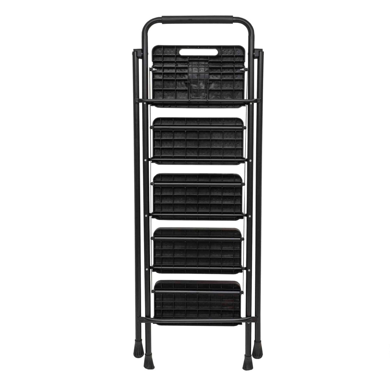 Scara metalica pliabila cu 5 trepte late, neagra, capacitate 150kg