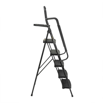 Scara metalica zugrav cu 5 trepte si balustrada, inaltime 175 cm, antiderapanta
