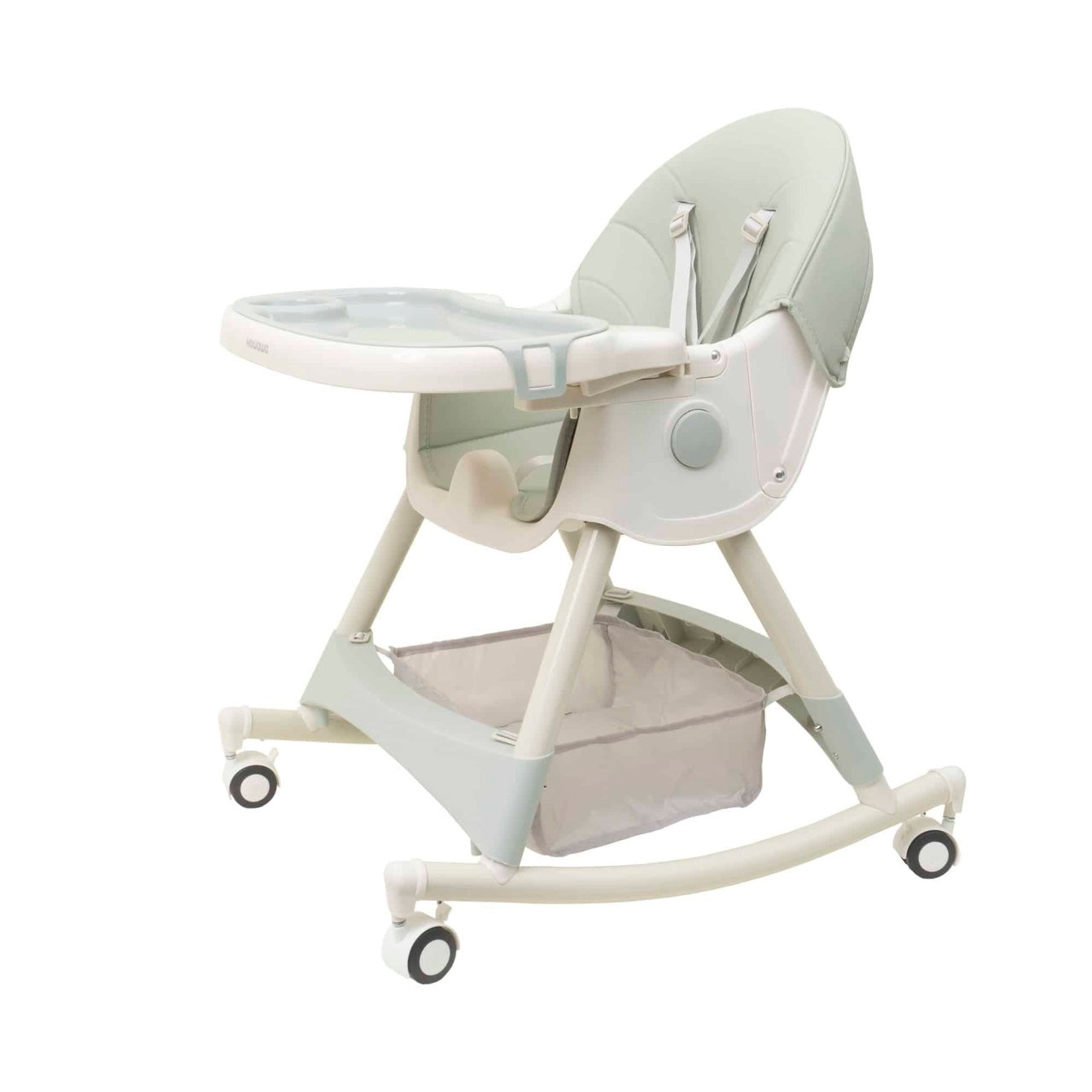 Scaun de masa pliabil pentru copii 5-72 luni, greutate maxima 50kg, cu balansoar vernil