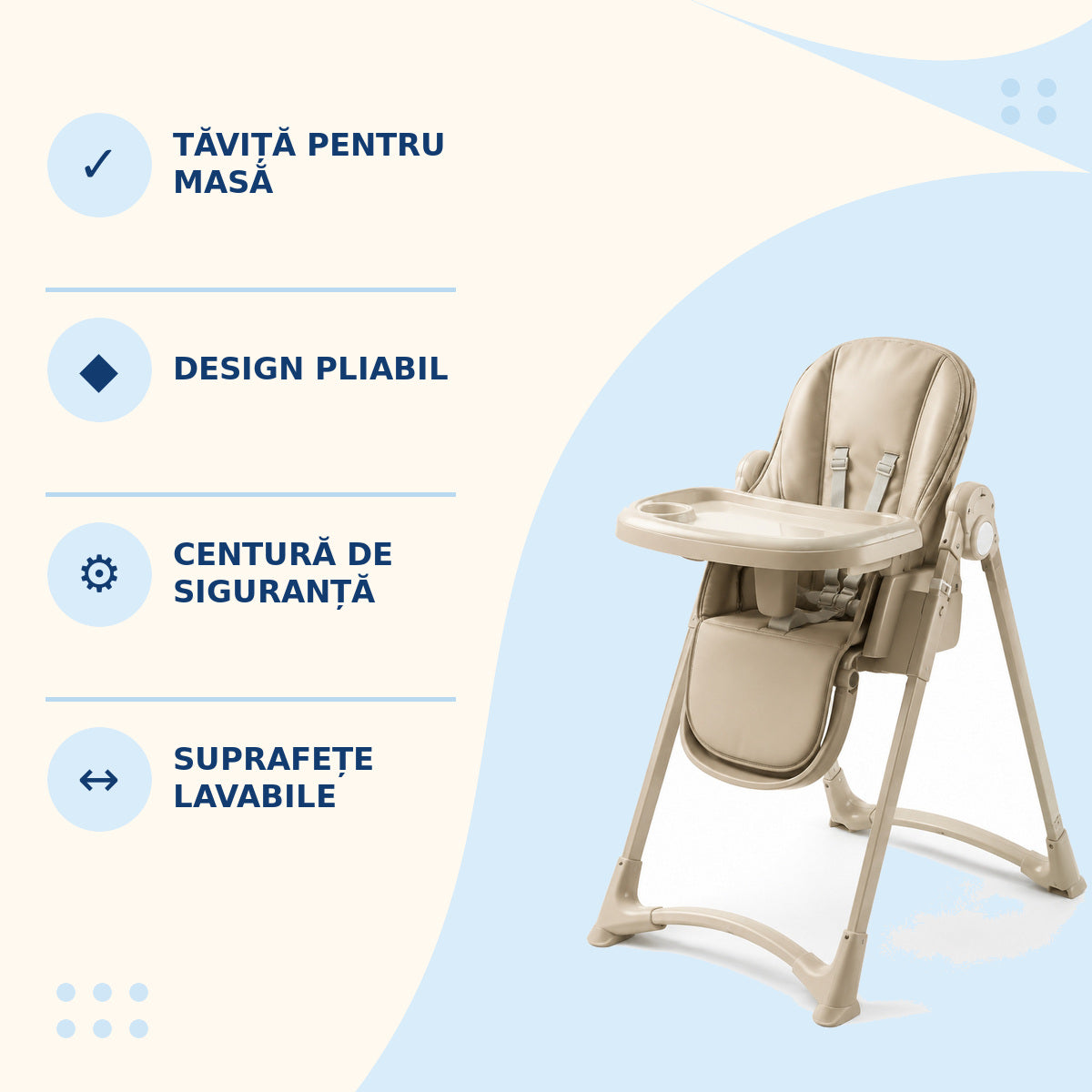 Scaun de Masă Reglabil pentru Bebeluși, Model 237-53 – caracteristici