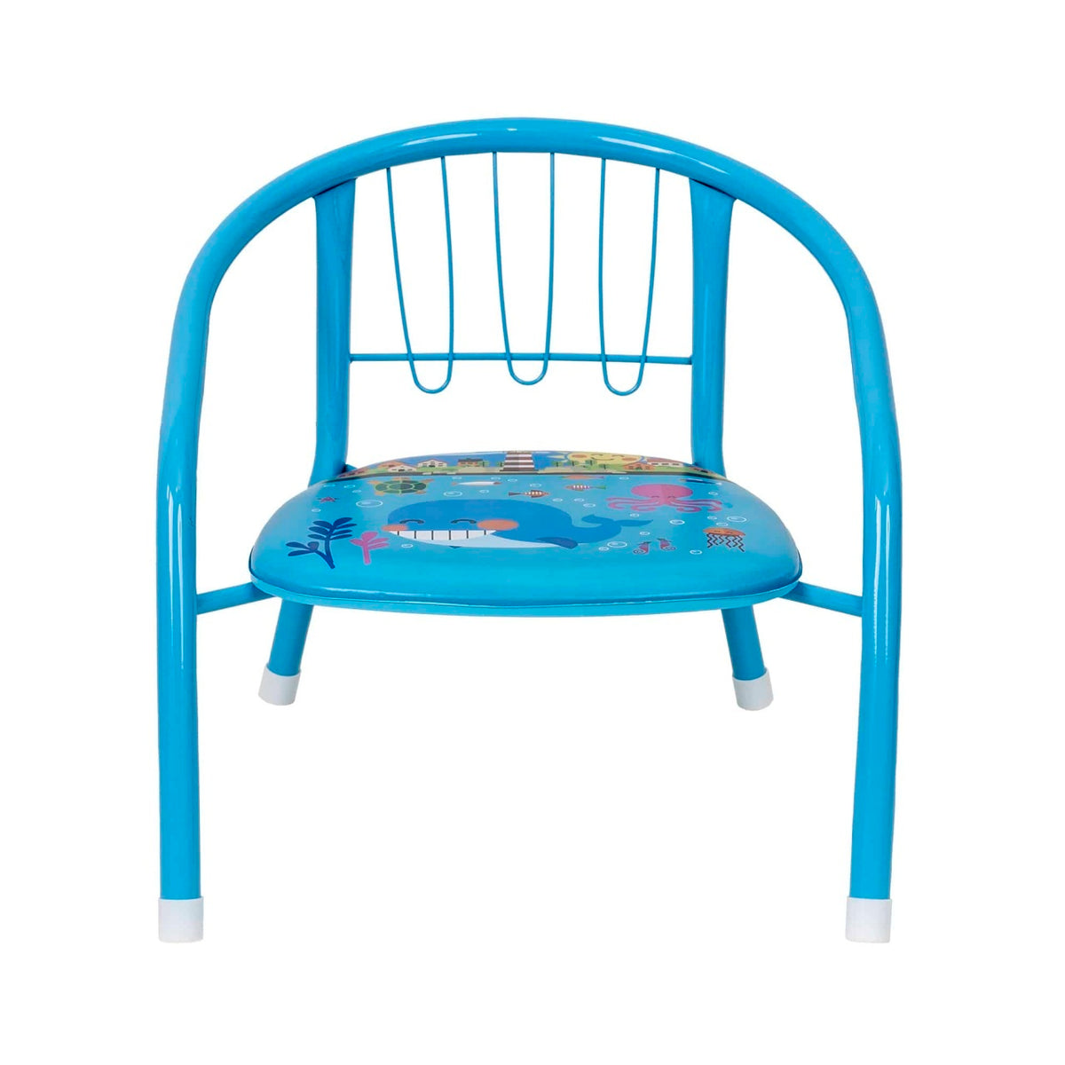 Scaun metalic pentru copii, dimensiuni 35x34x35 cm, culoare bleu