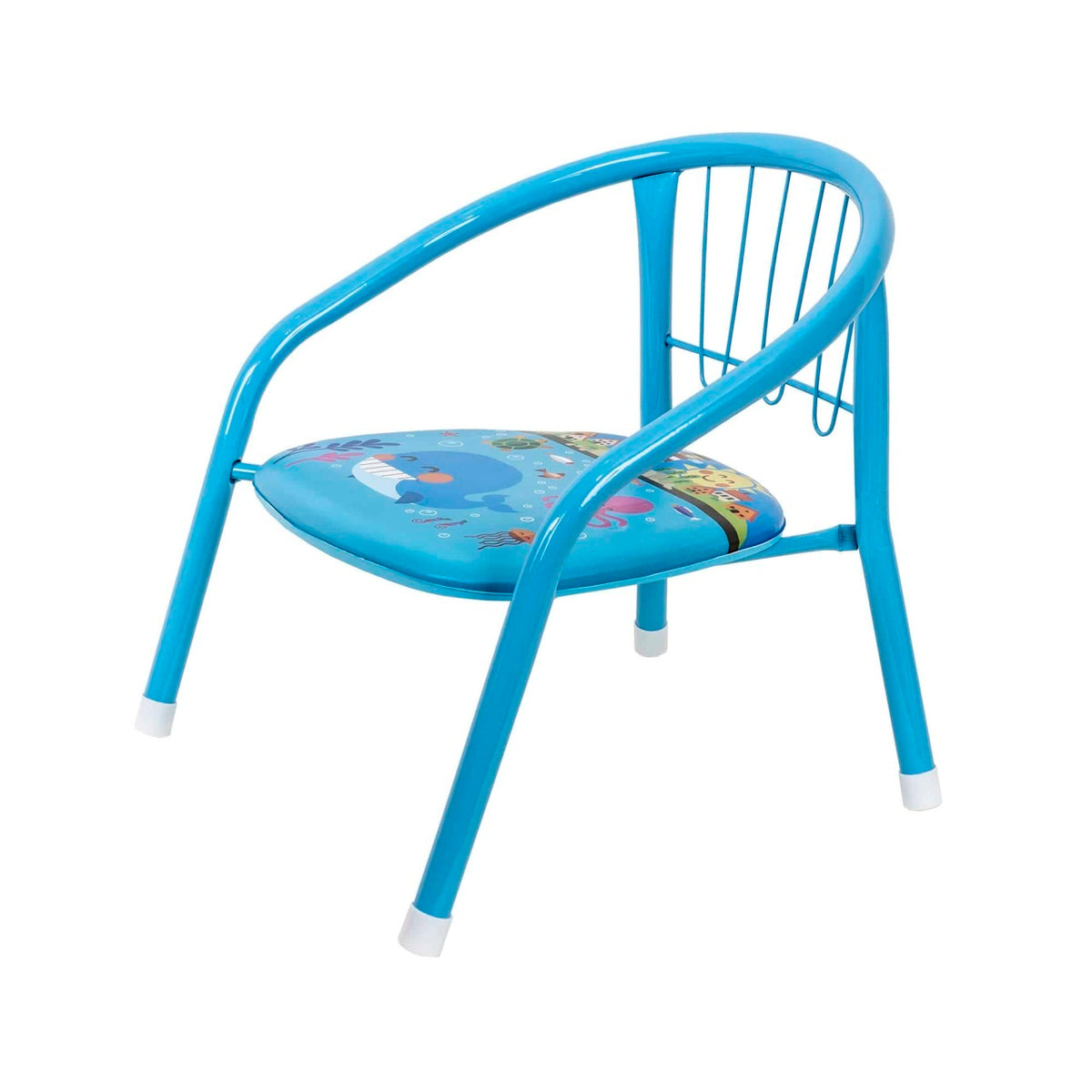 Scaun metalic pentru copii, dimensiuni 35x34x35 cm, culoare bleu