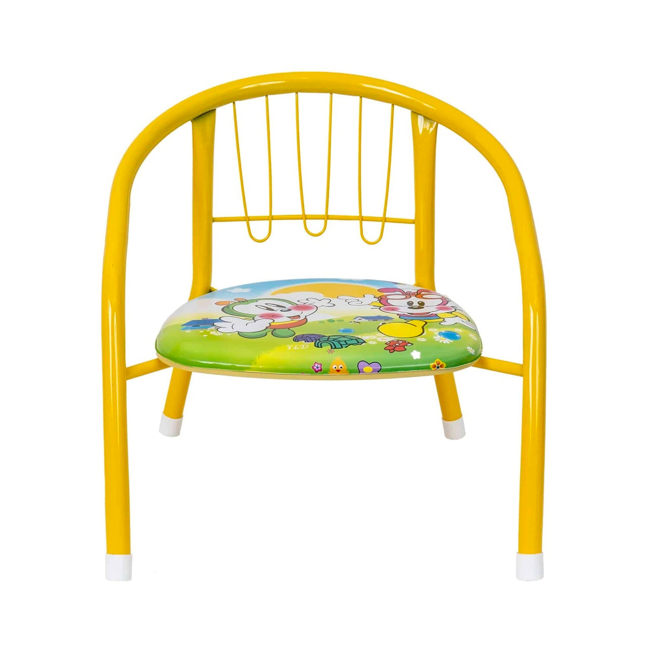 Scaun metalic pentru copii, dimensiuni 35x34x35 cm, culoare galben
