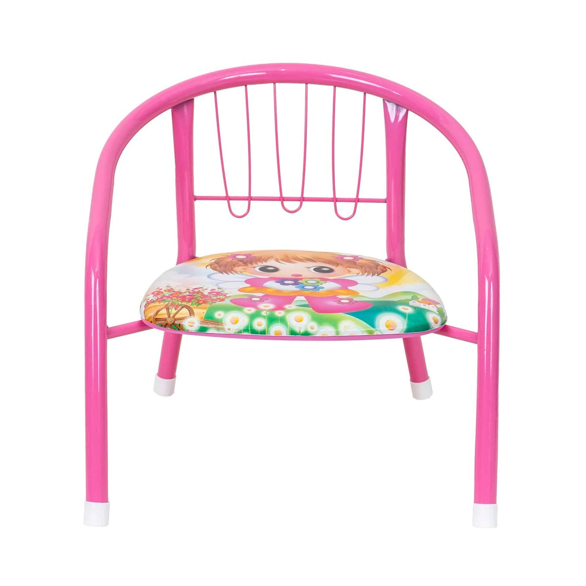 Scaun metalic pentru copii, roz, dimensiuni 35x34x35 cm