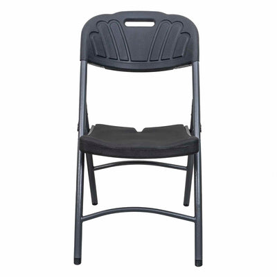 Scaun pliant din plastic pentru terasa, negru, rezistent si compact