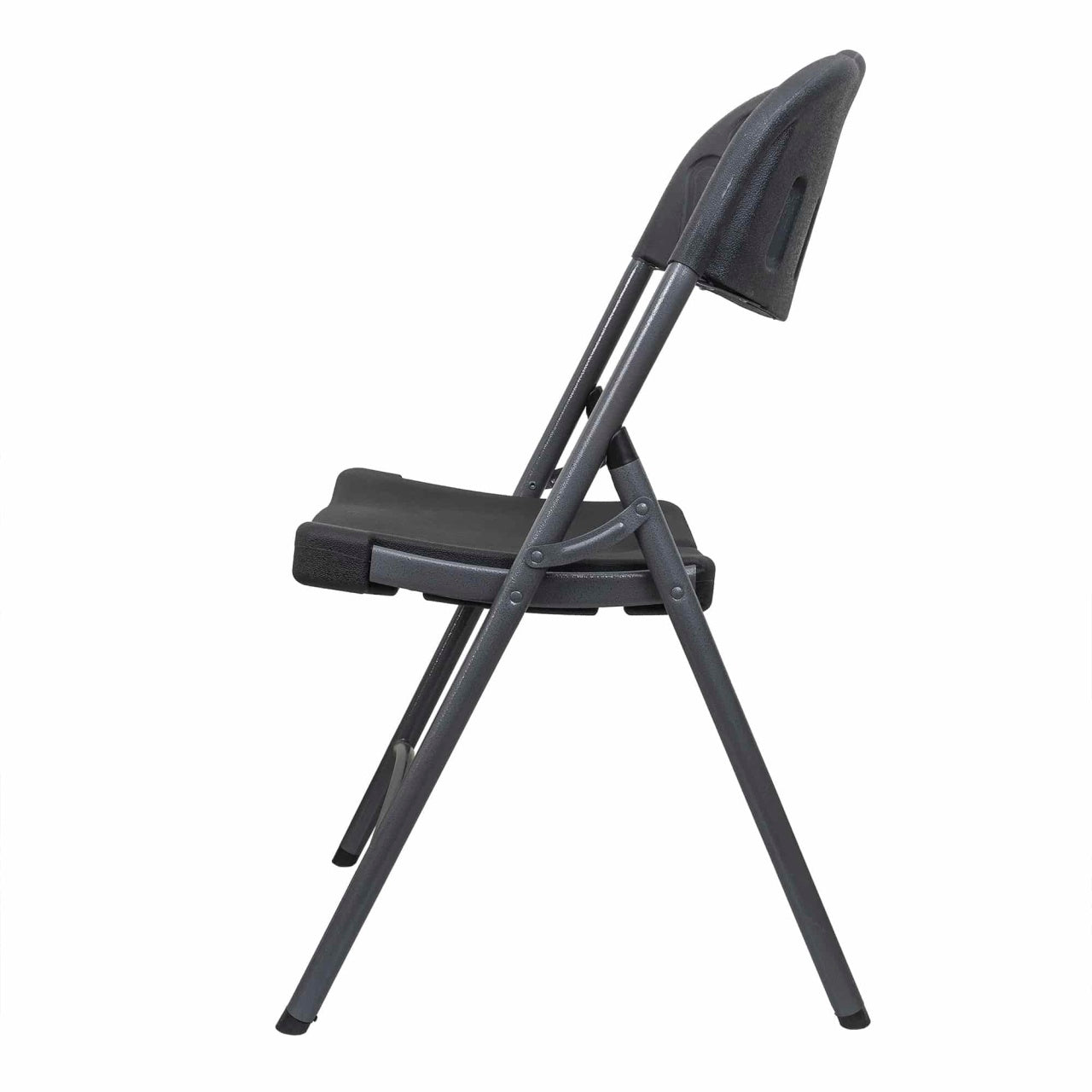 Scaun pliant din plastic pentru terasa, negru, rezistent si compact