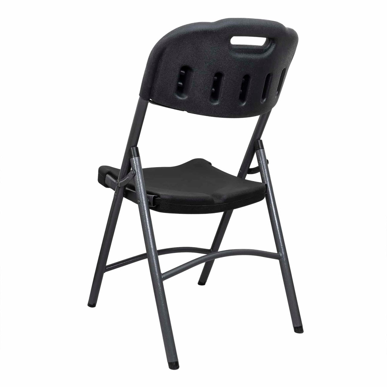 Scaun pliant din plastic pentru terasa, negru, rezistent si compact