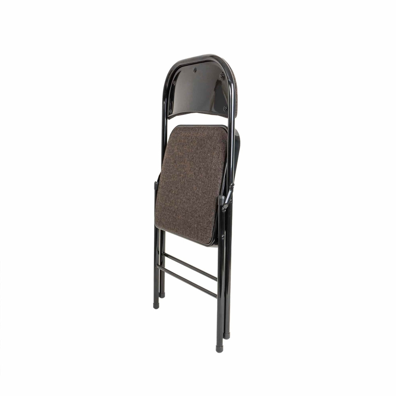 Scaun pliant tapitat, cadru metalic, gri, dimensiuni compacte