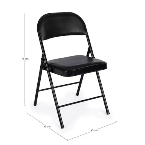 Scaun pliant tapitat, cu cadru de otel, rezistent la socuri, greutate maxim suportata 110kg, negru