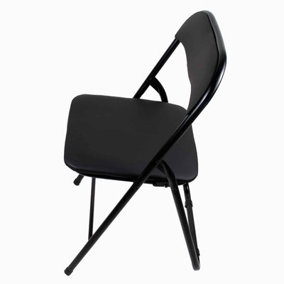 Scaun pliant tapitat negru pentru bucatarie, living sau terasa, capacitate 100kg