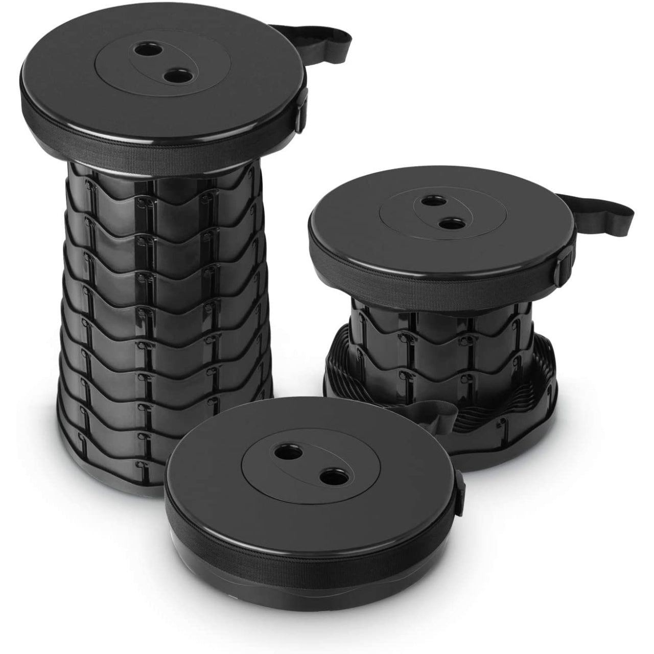Scaun rotund telescopic, MAKS, extensibil, retractabil, pliant, portabil, pentru outdoor, camping, pescuit, negru