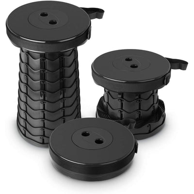 Scaun rotund telescopic, MAKS, extensibil, retractabil, pliant, portabil, pentru outdoor, camping, pescuit, negru