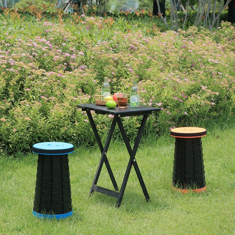 Scaun rotund telescopic, MAKS, portabil, retractabil, extensibil, pliant, pentru outdoor, camping, pescuit, albastru