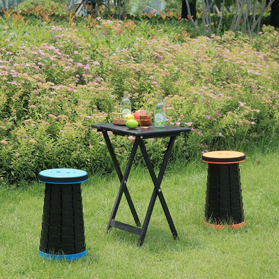 Scaun rotund telescopic, MAKS, portabil, retractabil, extensibil, pliant, pentru outdoor, camping, pescuit, albastru