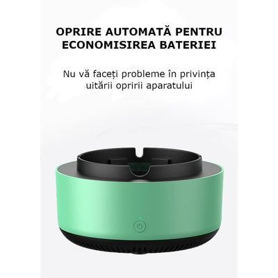 Scrumiera electrica cu aspiratie, purificator de aer, rasina epoxidica anti-topire, odorizant pentru eliminarea mirosului, verde