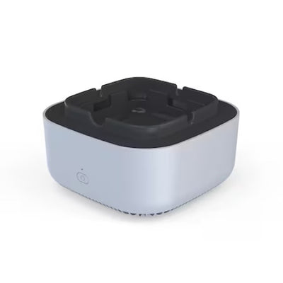 Scrumiera electrica multifunctionala, cu purificator de aer, odorizant pentru eliminarea mirosului neplacut, aspiratie 360 de grade, negru/gri