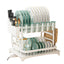 Scurgator de vase, etajat, cu suport cutite, tacamuri, tocator, tava scurgere, 42.4 x 29 x 30 cm, metal si plastic, alb