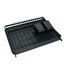 Scurgator vase cu 2 nivele, pliabil, sistem de scurgere a apei, dimensiuni 42 (L) cm x 30 (l) cm x 29.5 (H) cm, din metal si plastic, negru