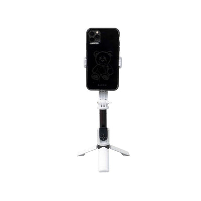 Selfie stick si trepied telescopic cu telecomanda bluetooth, alb, inaltime 25.5-65 cm