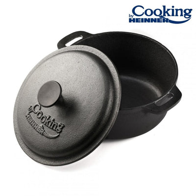 Semioala din fonta pura cu capac, 24x10.8 cm, capacitate 3.8L, compatibila inductie